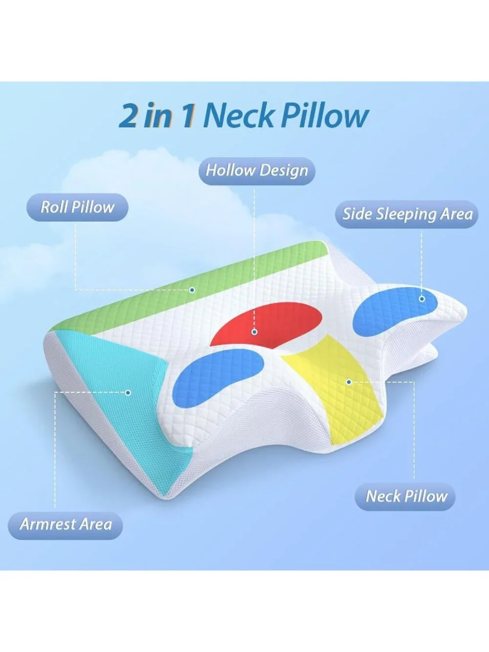 〽️Memory Foam Cervical 2 in 1 Ergonomic Contour Orthopedic Neck Pain Pillow
